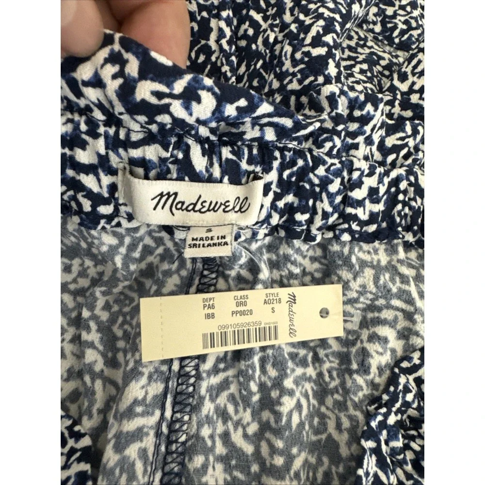 Madewell Women's‎ S Pull On Relaxed Shorts Blue White NWT Inseam 3.75